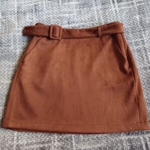 Vero Moda Faux Suede Short Brown Skirt Sz M Academia Preppy Soft Girl